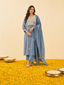 Powder Blue Crush Cotton Kurta Set