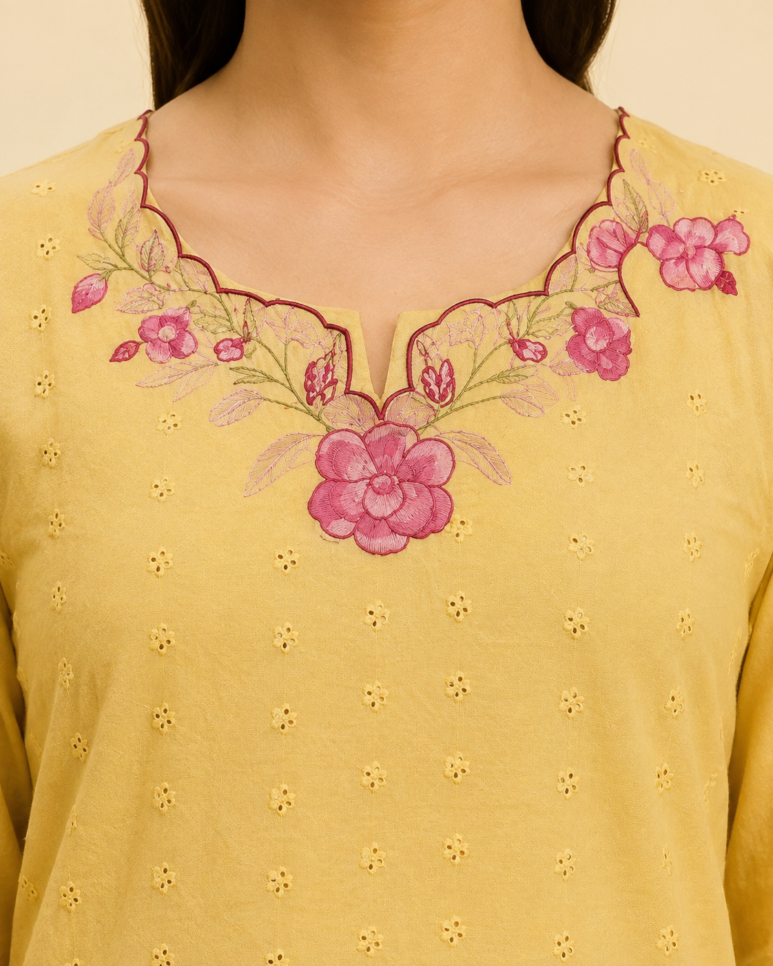 Yellow Schiffli Farshi Salwar Set